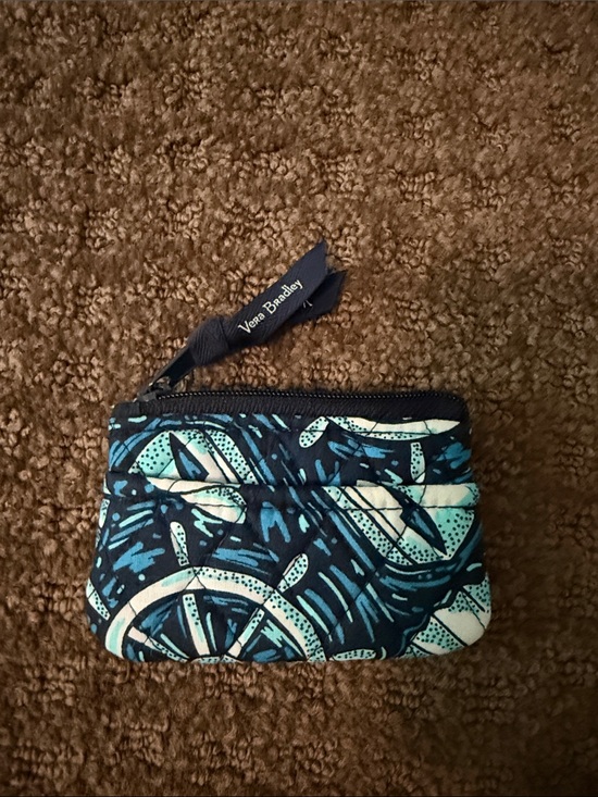 Vera Bradley Handbags - Real Vera Bradley Navy and Teal Quilted Small Zip Pouch